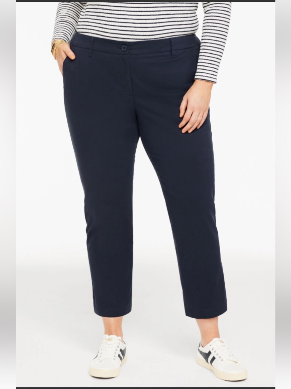 Talbots Heritage Twill Perfect Crop Pant Curvy Fit in navy